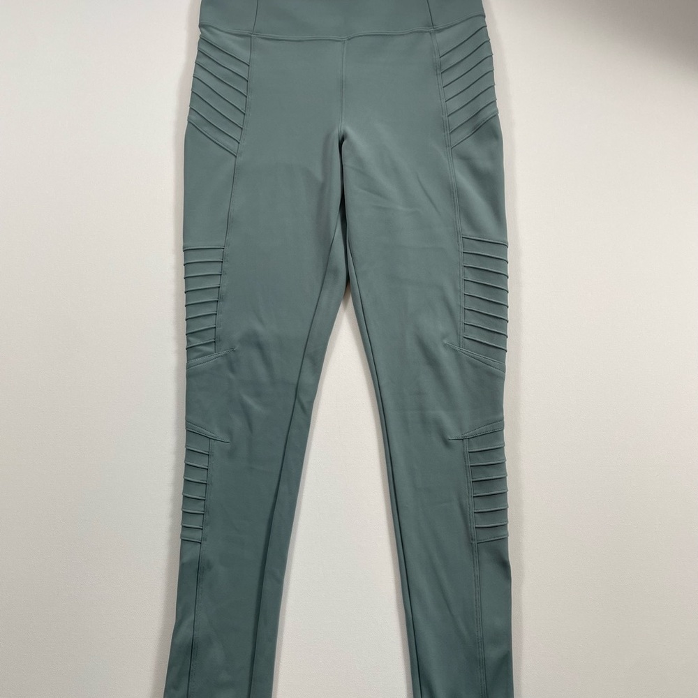 Athleta Delancey Moto Tight Leggings Dusty Sage Green Small Petite Workout
